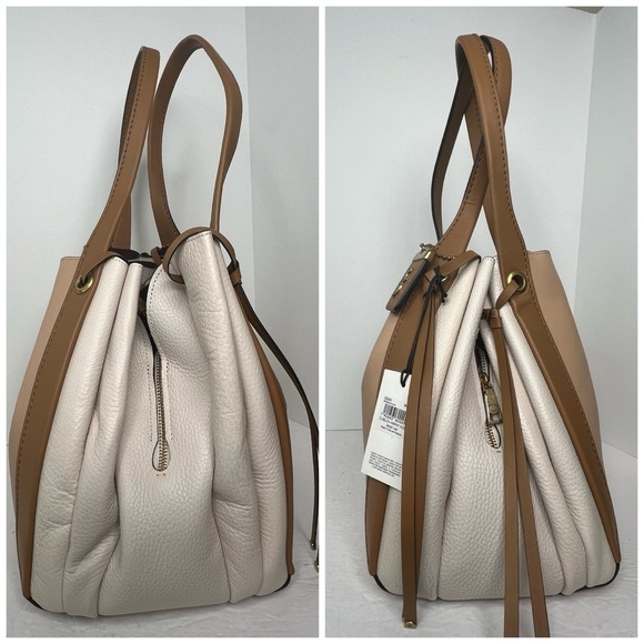 Coach Harmony Colorblock Chalk Beige Glovetanned Leather Hobo 53353 Bag - Picture 10 of 16